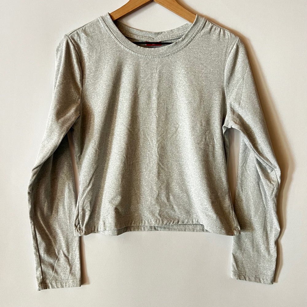 LA Glow Gray Long Sleeve Tee Super Soft Knit Layering Top Athleisure Casual XL